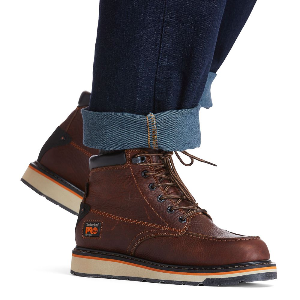 Timberland Μποτακια Εργασίας Ανδρικα Καφε/Μαυρα - Pro® Gridworks 6\" Soft Toe - Greece 5401873-WX